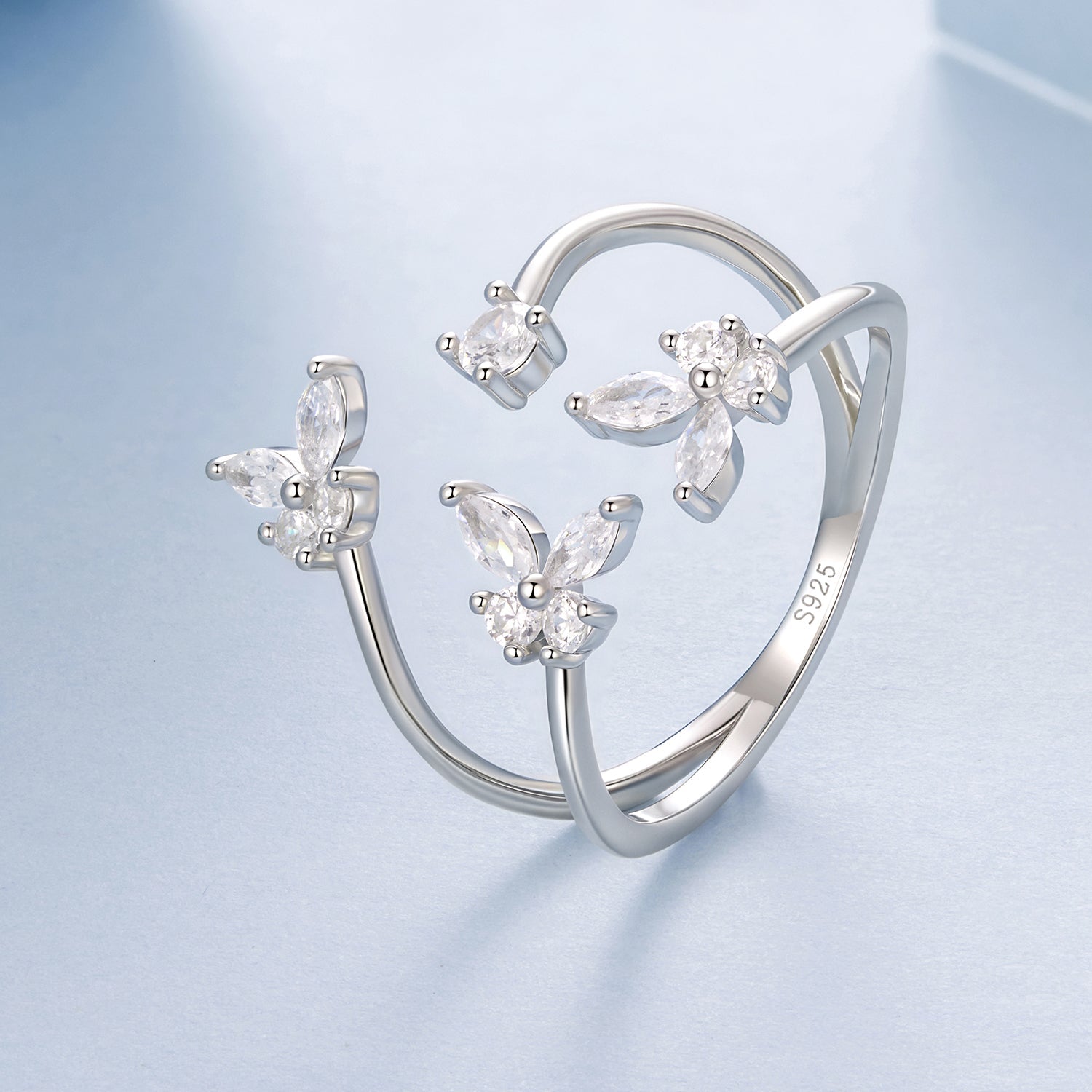 925 Sterling Silver Pavé Setting CZ White Gold Plated Ring 0.18cm for Women