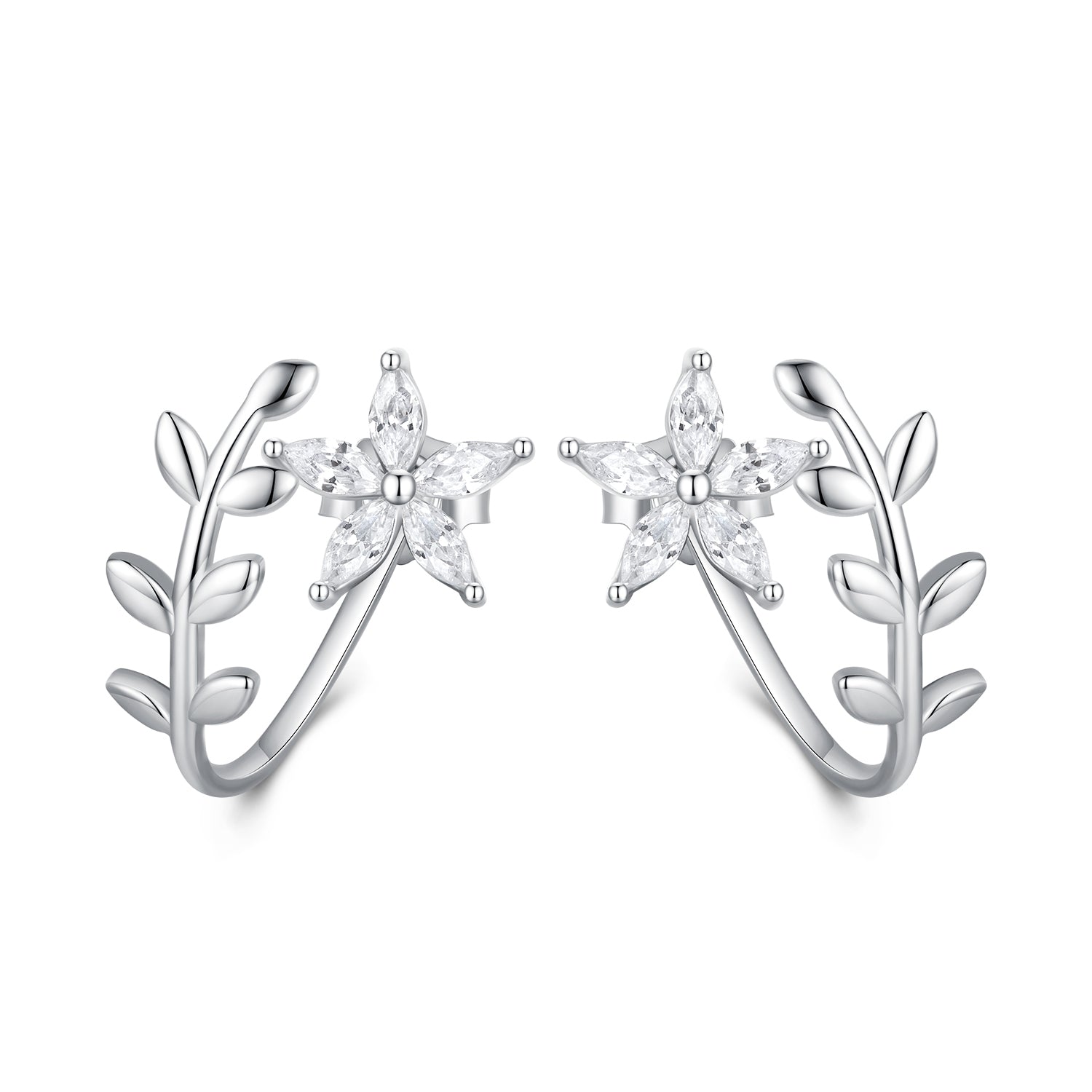 925 Sterling Silver Plated Platinum Earrings with CZ