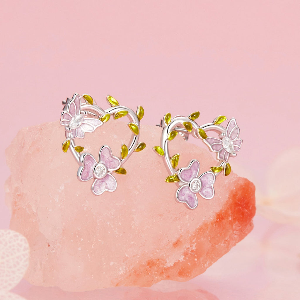 925 Sterling Silver Enamel CZ Plated Earrings