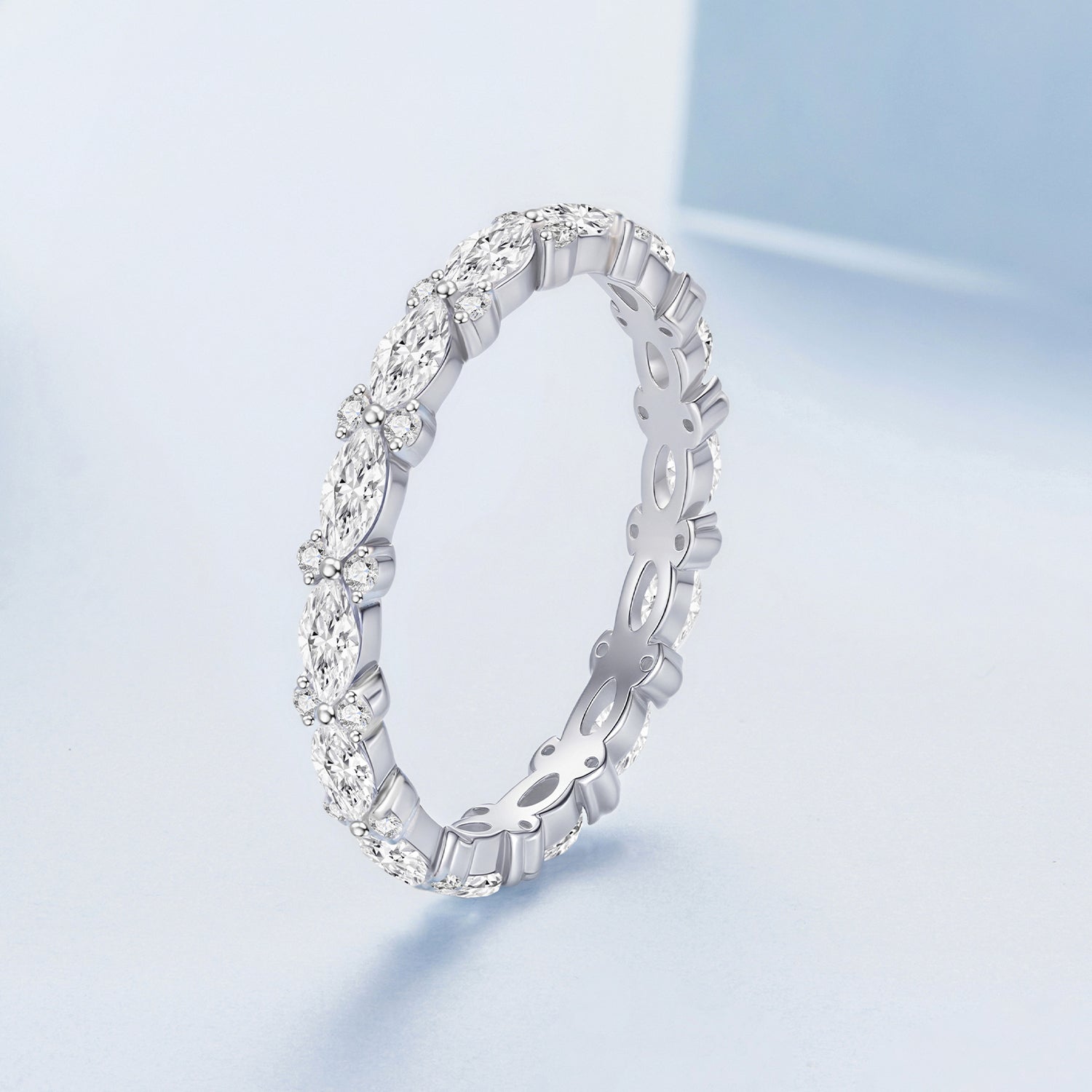 925 Sterling Silver White Gold Plated 0.26cm CZ Ring Size 6.0 for Women