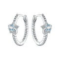 925 Sterling Silver Earrings with CZ and White Gold Plating, 1.3cm for Women