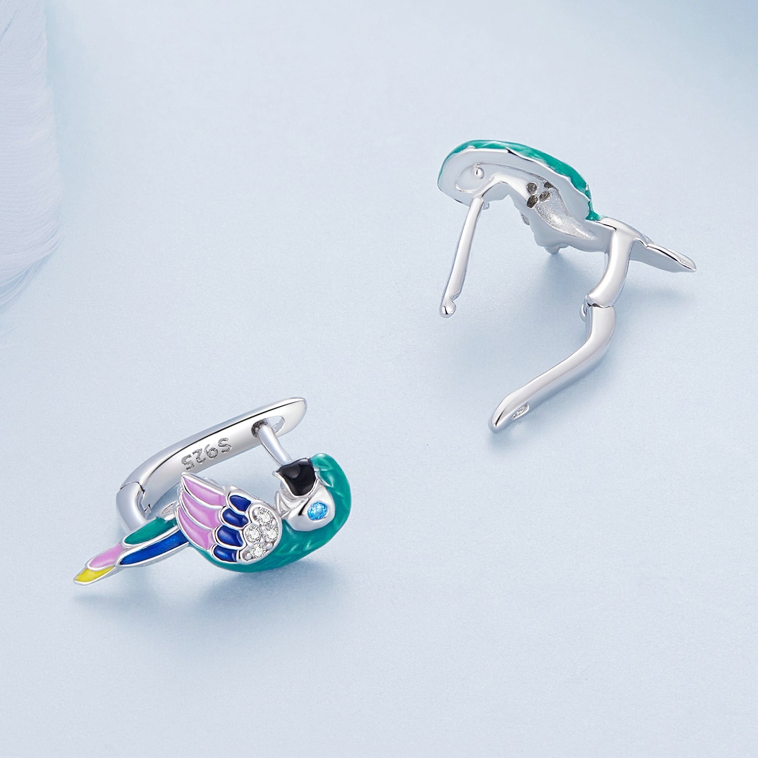 925 Sterling Silver Enamel Crafted Earrings for Women - 16x9mm