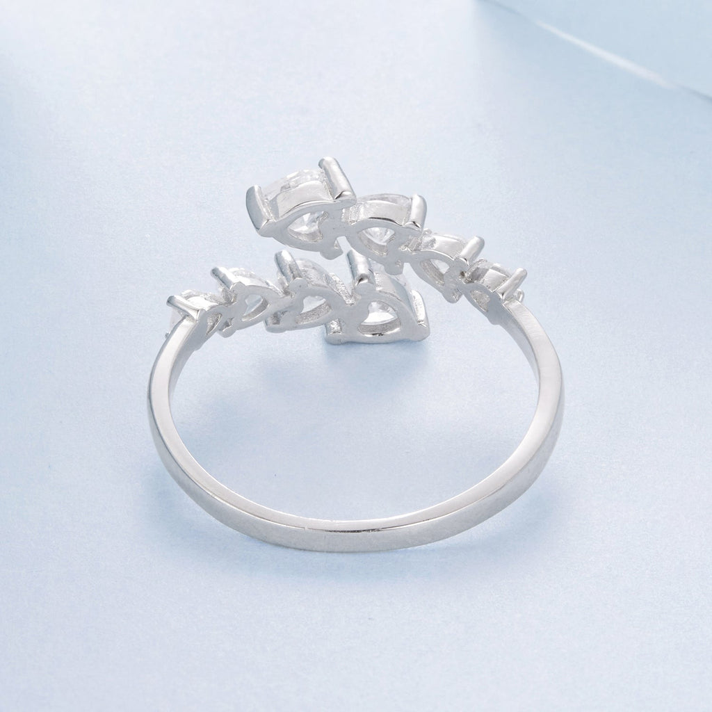 925 Sterling Silver White Gold Plated Pavé Setting Rings for Women