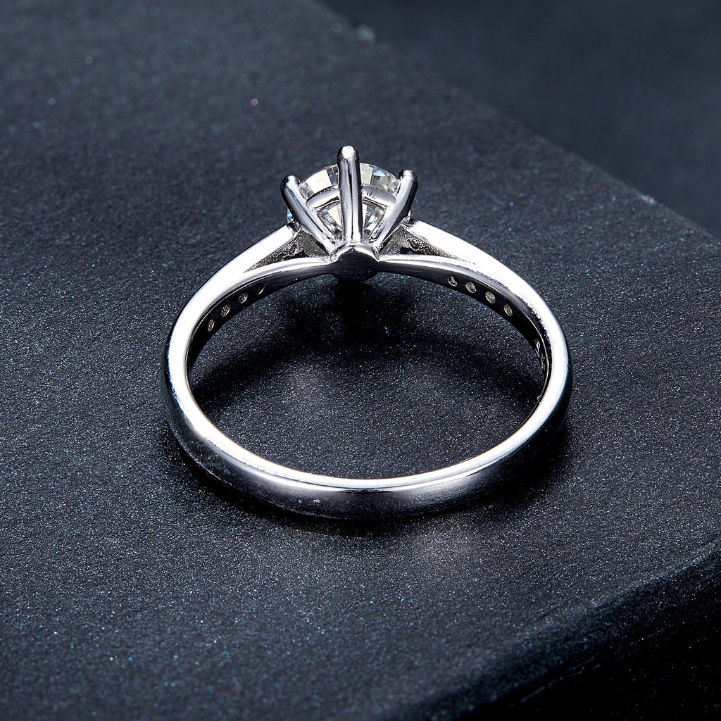 925 Sterling Silver Moissanite & CZ Ring Size 6 for Women
