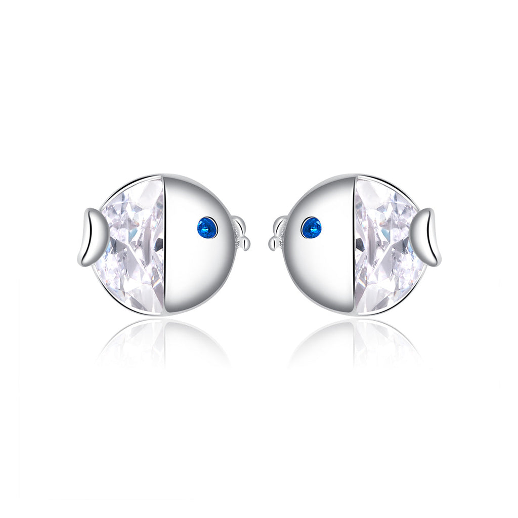 925 Sterling Silver Earrings with Pavé Setting CZ, Size 0.6*0.7cm, for Women