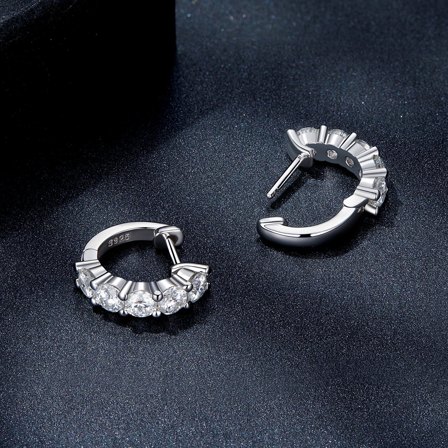 S925 Sterling Silver Moissanite Earrings, 1.3cm, Platinum Plated, for Women
