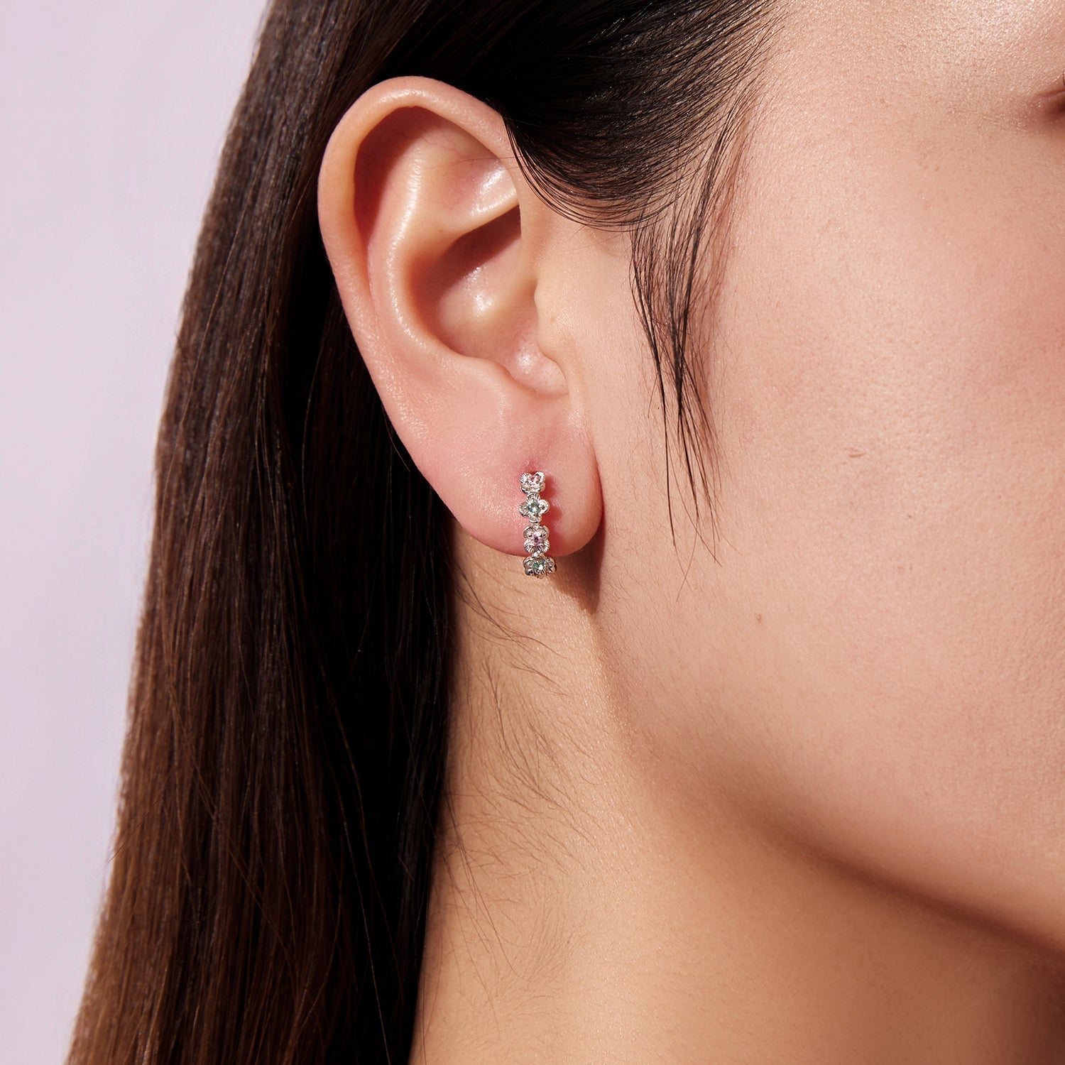 925 Sterling Silver Earrings with CZ and White Gold Plating