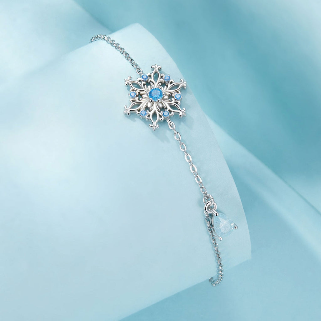 925 Sterling Silver Plated Platinum Bracelets with Ice Flower Zirconia for Women