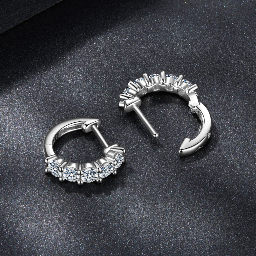 925 Sterling Silver Moissanite Earrings 1.3cm for Women