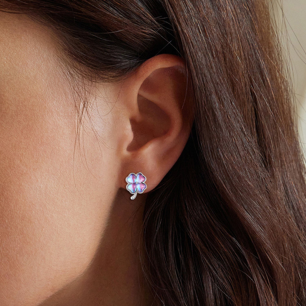 925 Sterling Silver Transparent Glass Earrings for Women