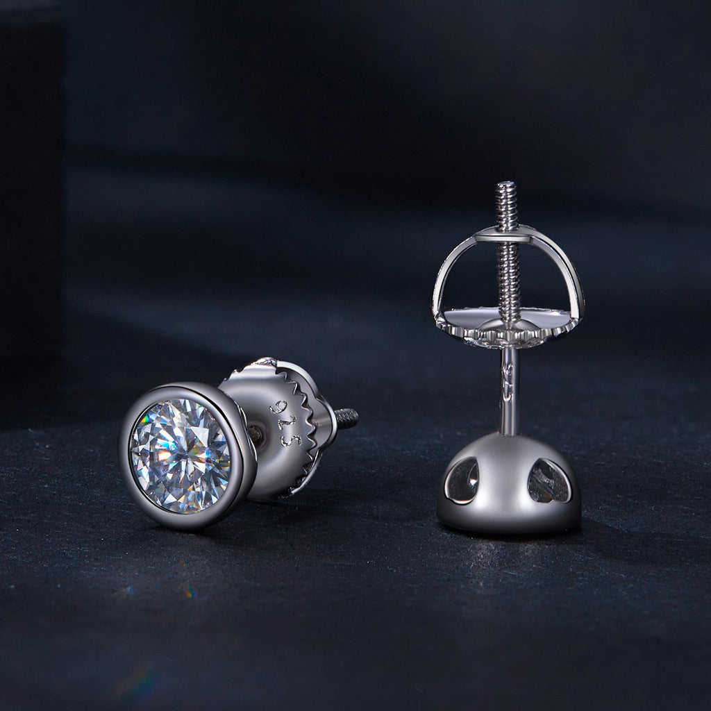 925 Sterling Silver 5.0mm Moissanite Earrings for Women