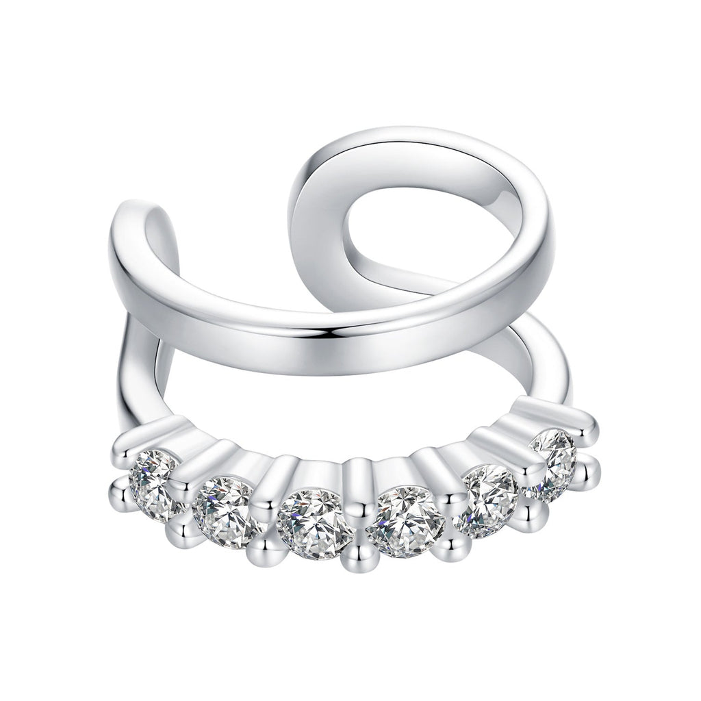 925 Sterling Silver Earrings with Pavé Setting CZ in Platinum