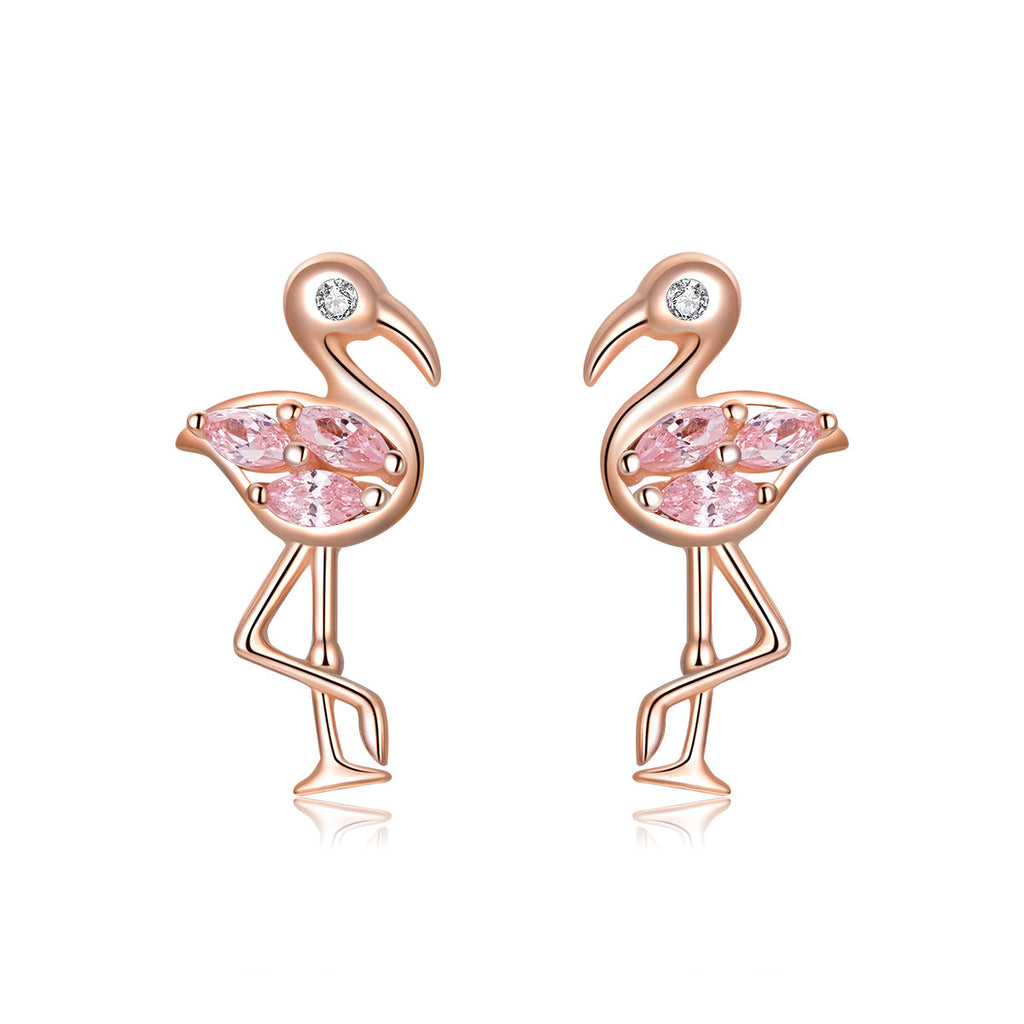 925 Sterling Silver 1.5x0.7cm Plated Rose Gold CZ Earrings for Women