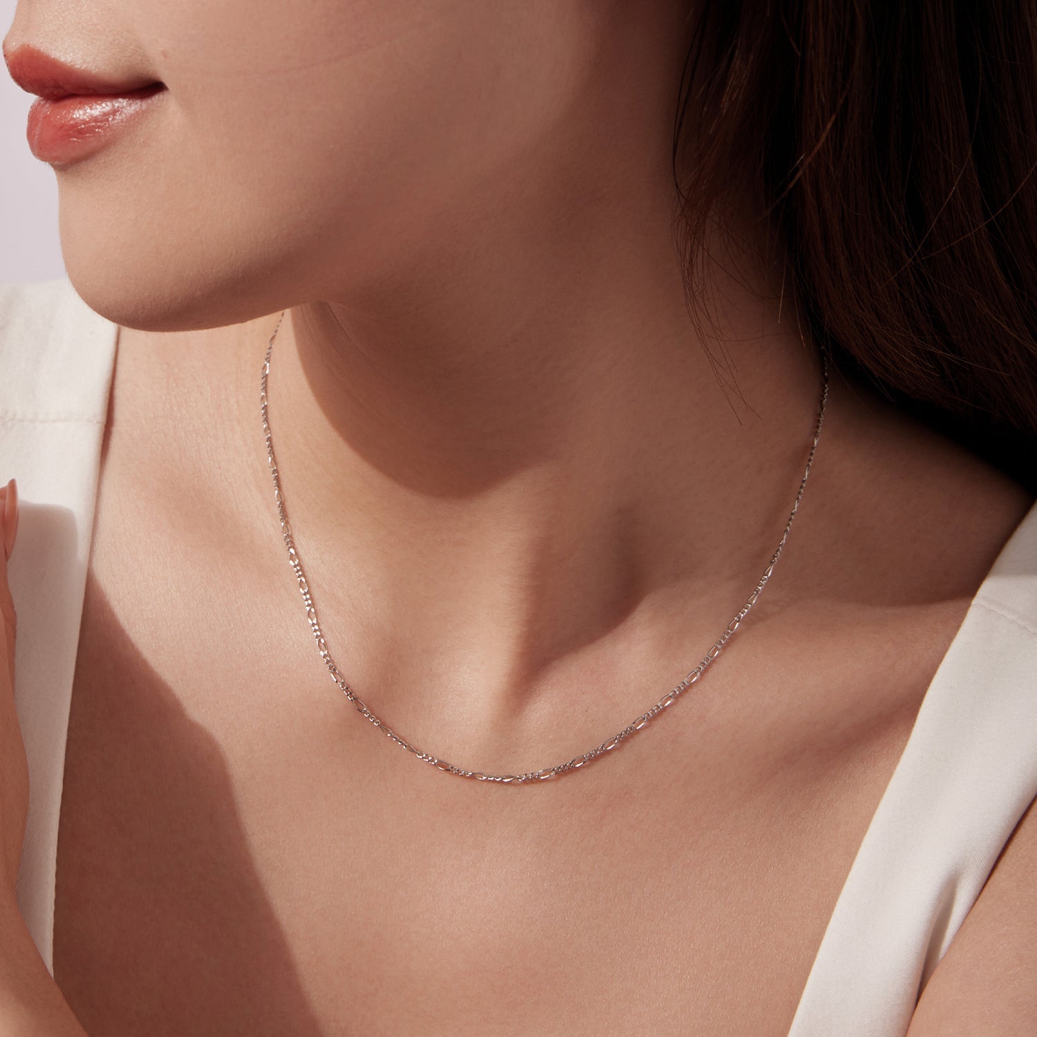 925 Sterling Silver 40cm Necklace with Plated White Gold