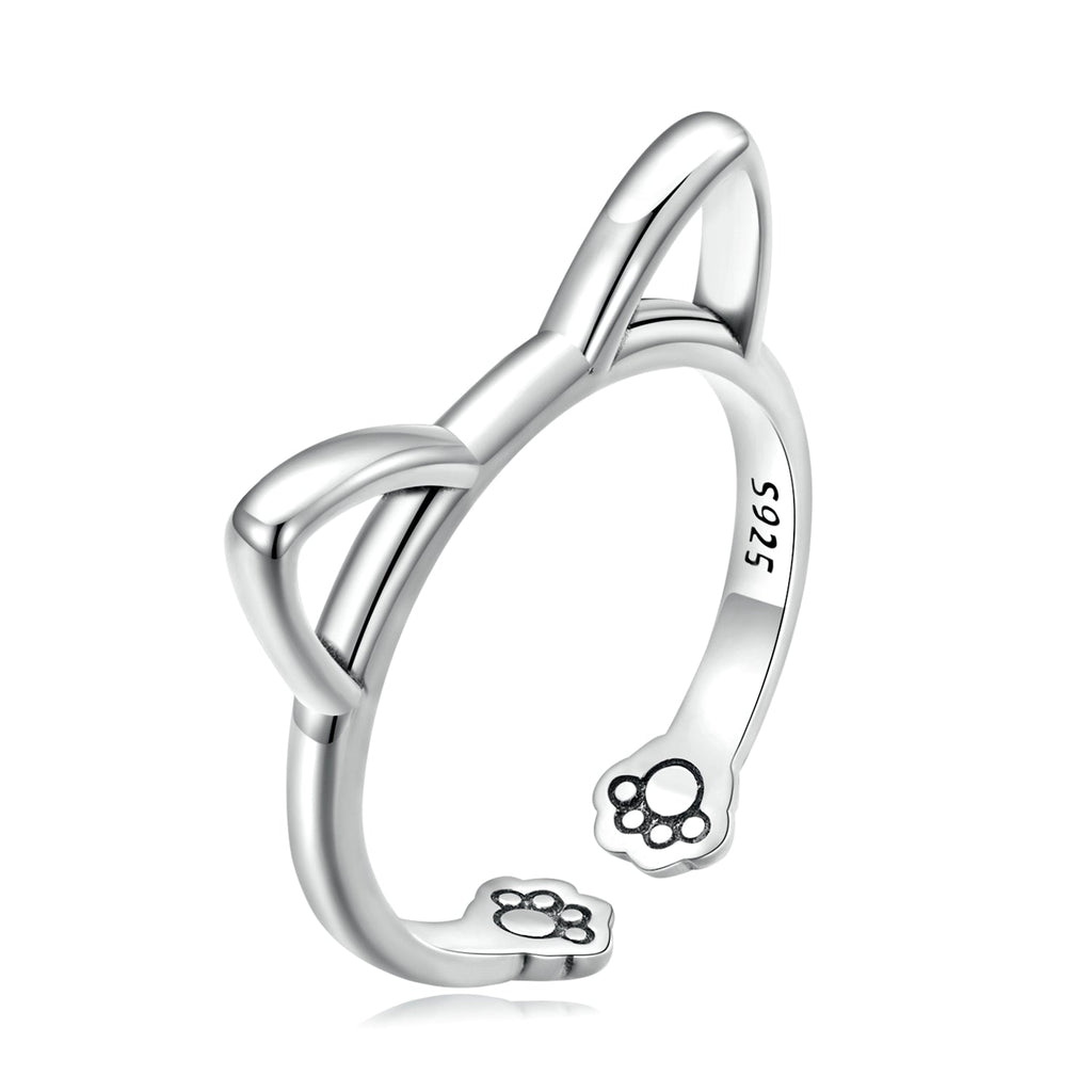 925 Sterling Silver Oxidized Paw Design Ring