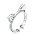 925 Sterling Silver Oxidized Paw Design Ring