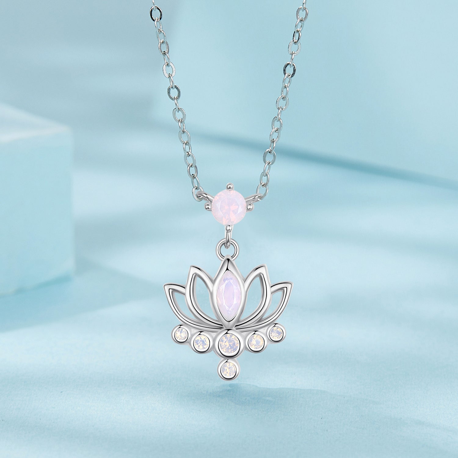 925 Sterling Silver Opal Nanometer Stone Necklace for Women