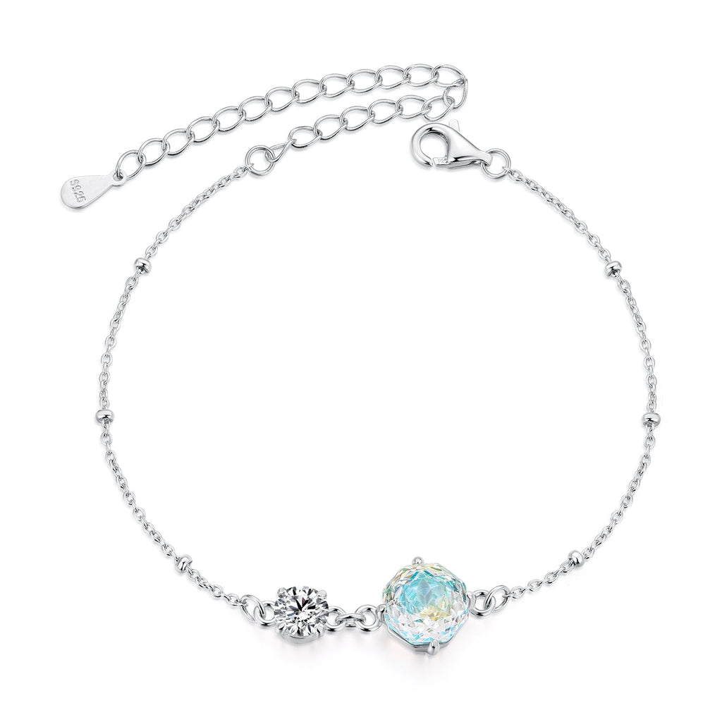 925 Sterling Silver 0.8cm CZ White Gold Plated Bracelet for Women