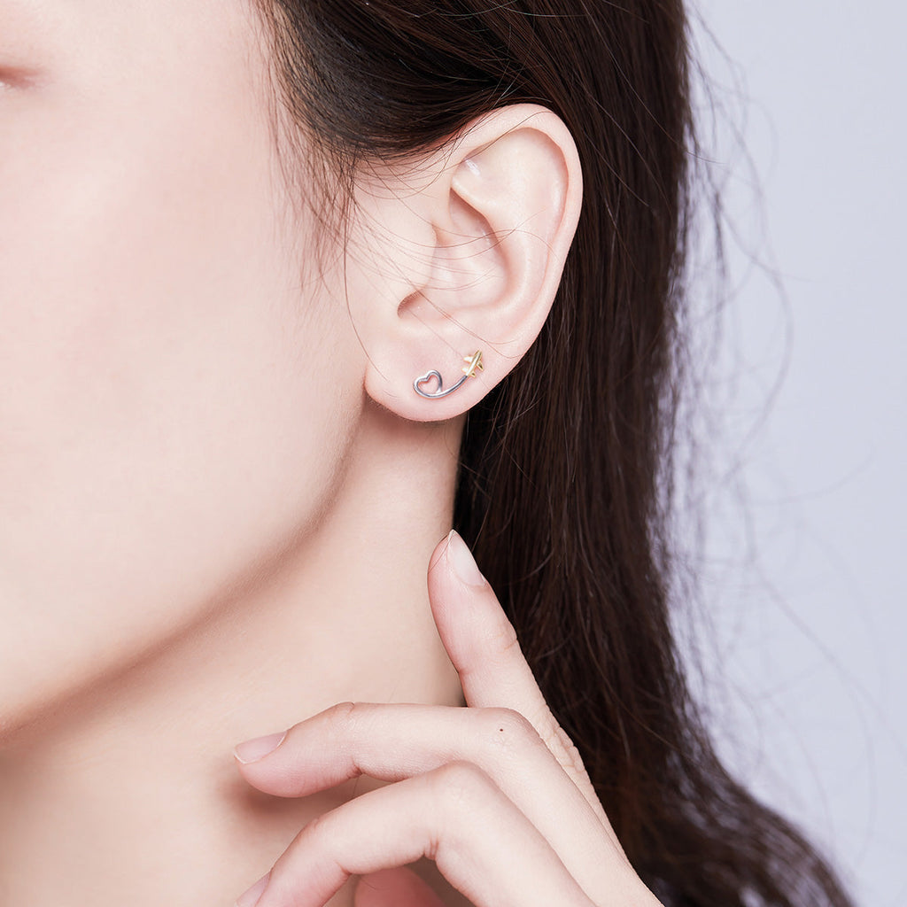925 Sterling Silver Earrings, 0.6cm, Plated Gold, Plated Platinum for Women