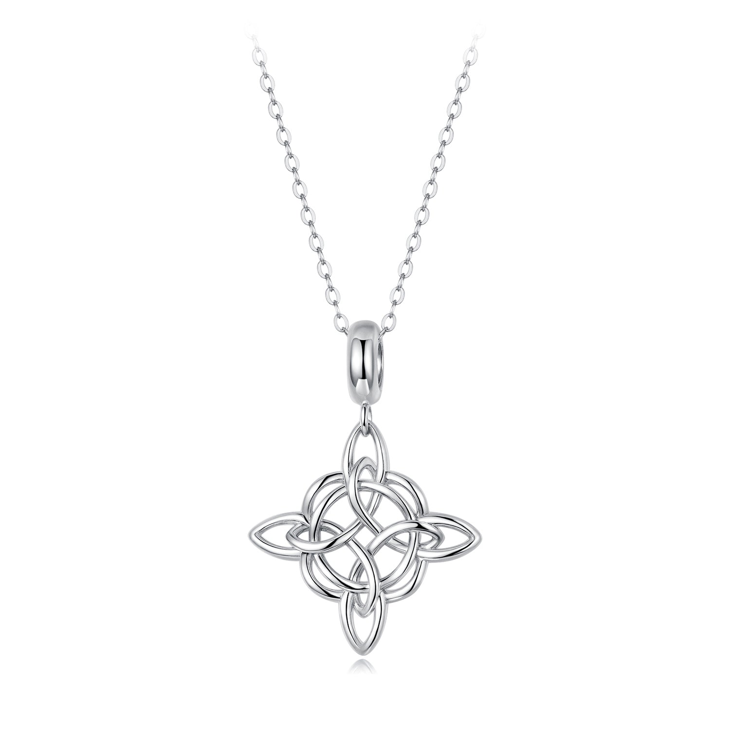 925 Sterling Silver Necklace with White Gold Plating and CZ - 40+5cm for Women