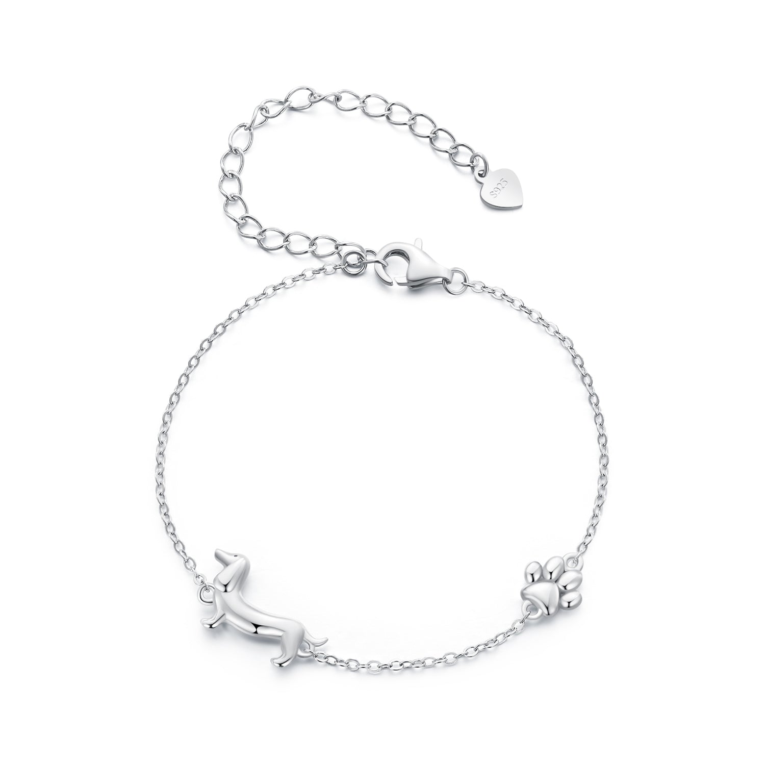 925 Sterling Silver Plated Platinum 150mm+60mm Bracelet for Women