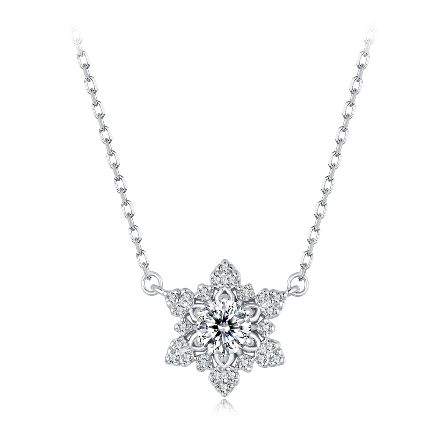 925 Sterling Silver White Gold Plated CZ Necklace 45cm for Women