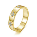 925 Sterling Silver Moissanite Gold Plated Ring for Women, Size 6