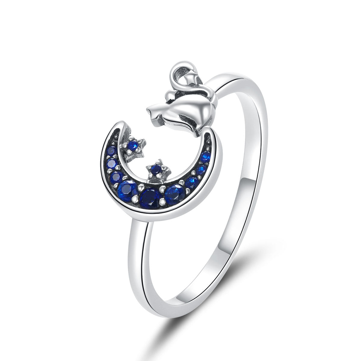 S925 Sterling Silver Oxidized Pavé Setting CZ Ring