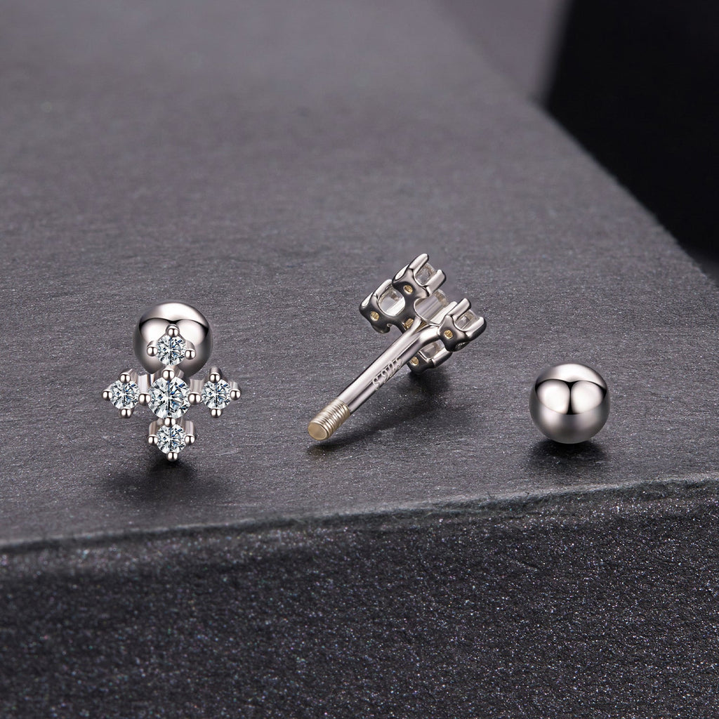 925 Sterling Silver Moissanite Earrings White Gold Plated 0.5cm for Women