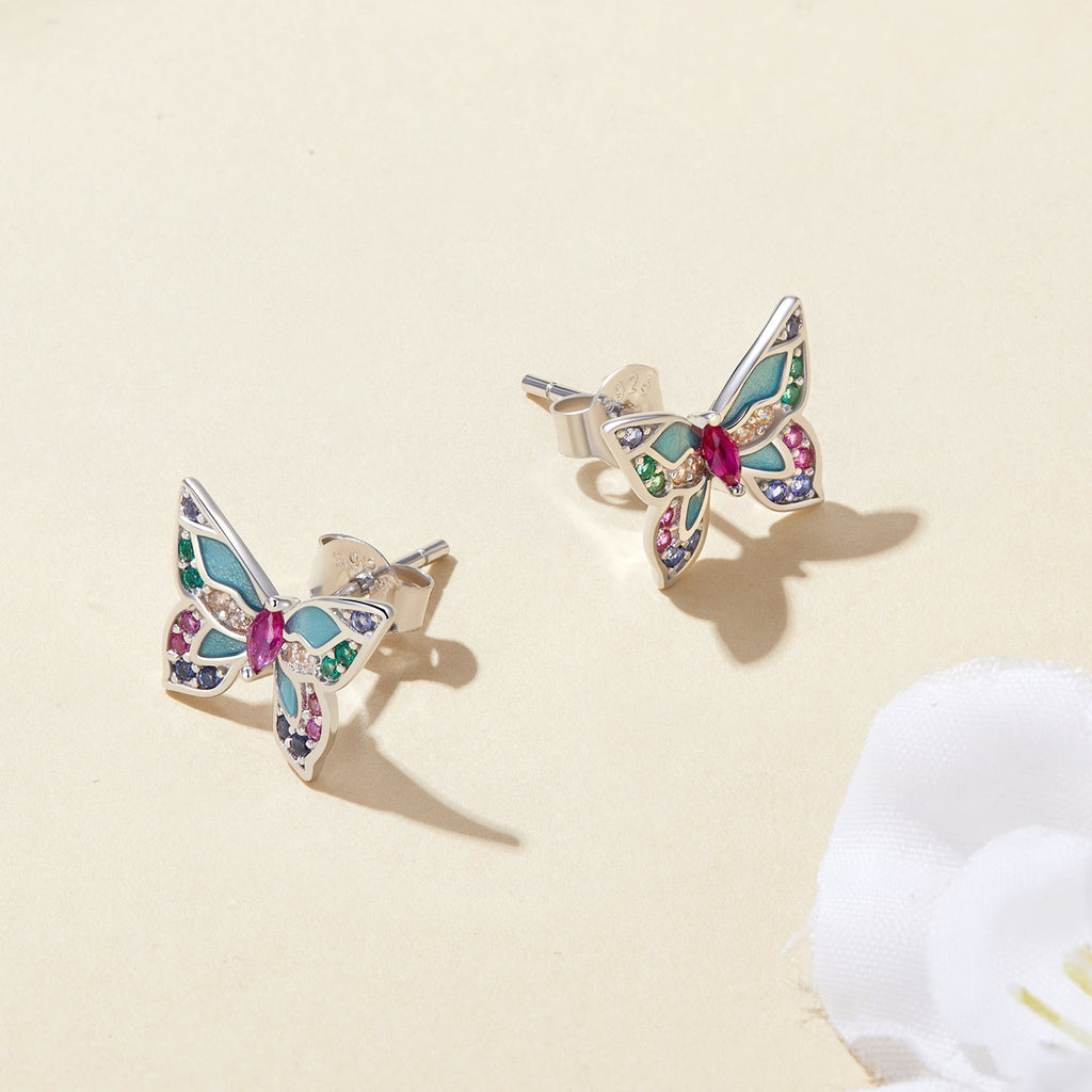 925 Sterling Silver Earrings with Enamel and CZ for Women