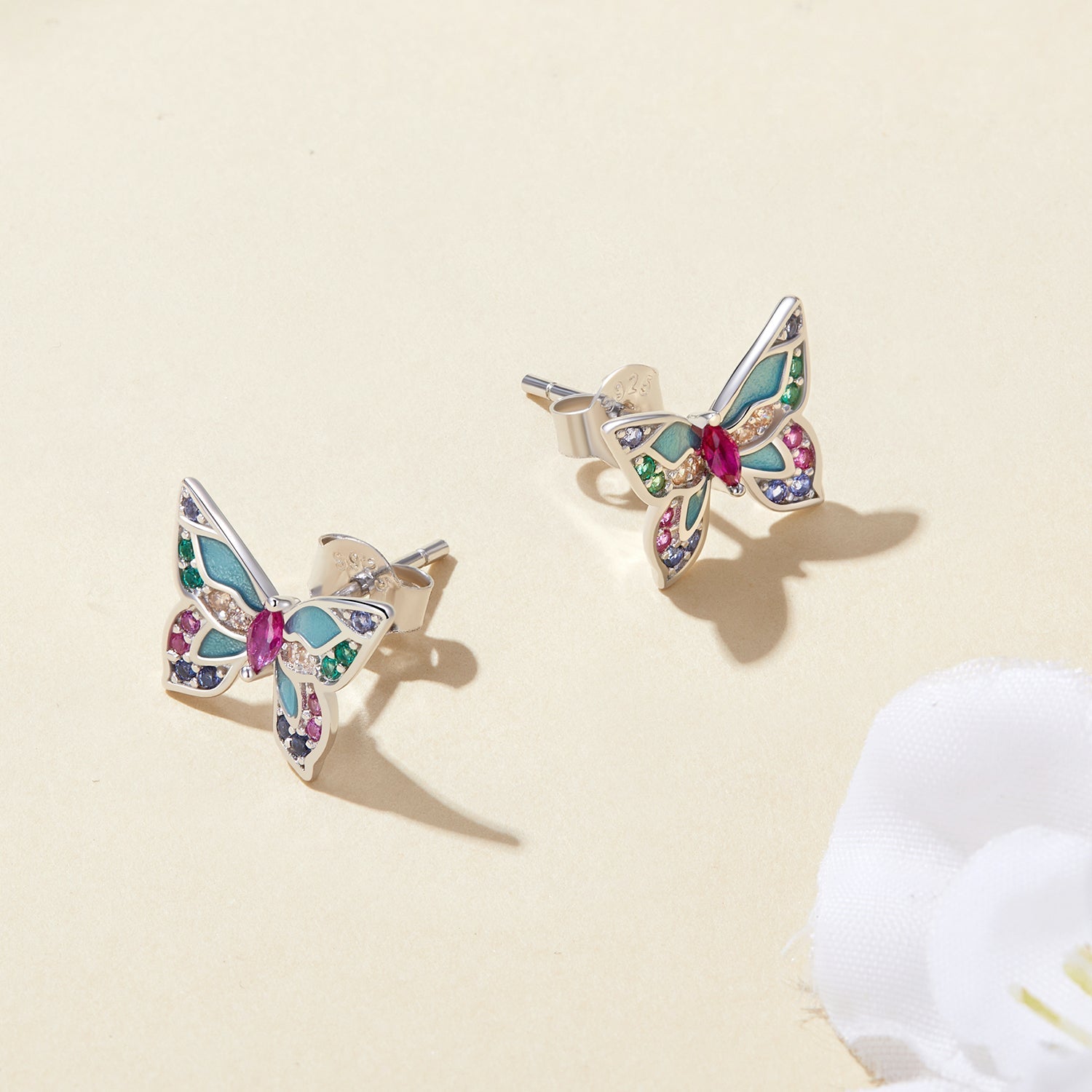 925 Sterling Silver Earrings with Enamel and CZ for Women