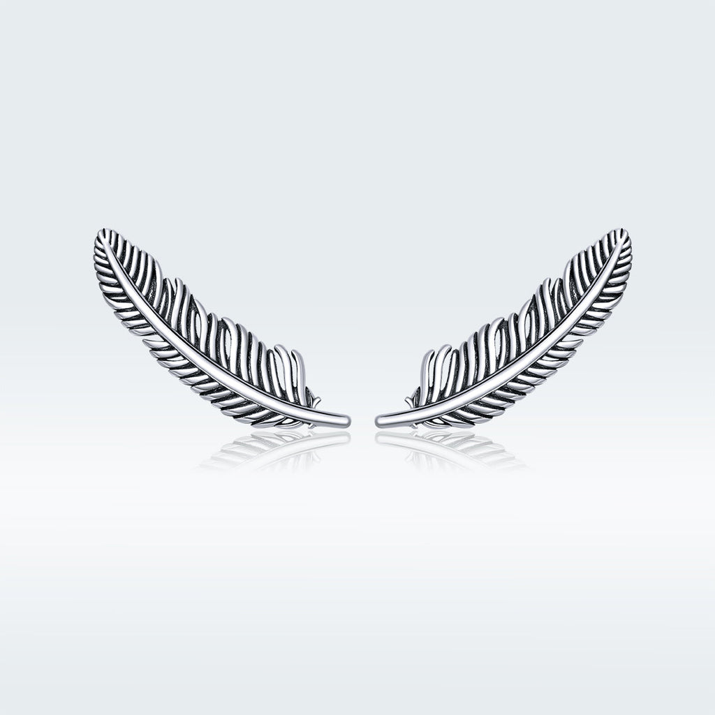 925 Sterling Silver Earrings - Oxidized Silver - 2.4cm x 0.7cm - Women