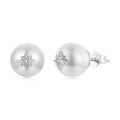 925 Sterling Silver Earrings with CZ and Synthetic Pearl for Women