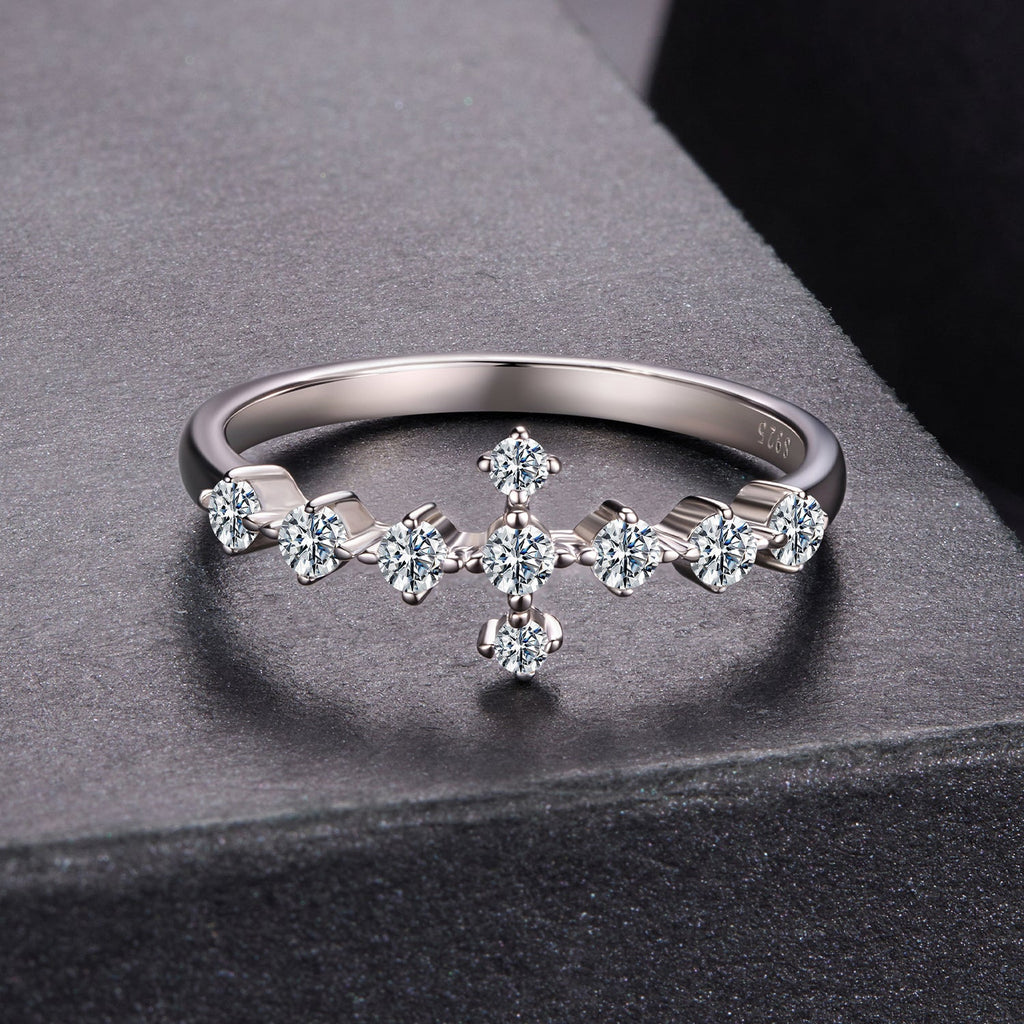 925 Sterling Silver Moissanite 0.15-0.20 Carat Ring for Women, Size 6