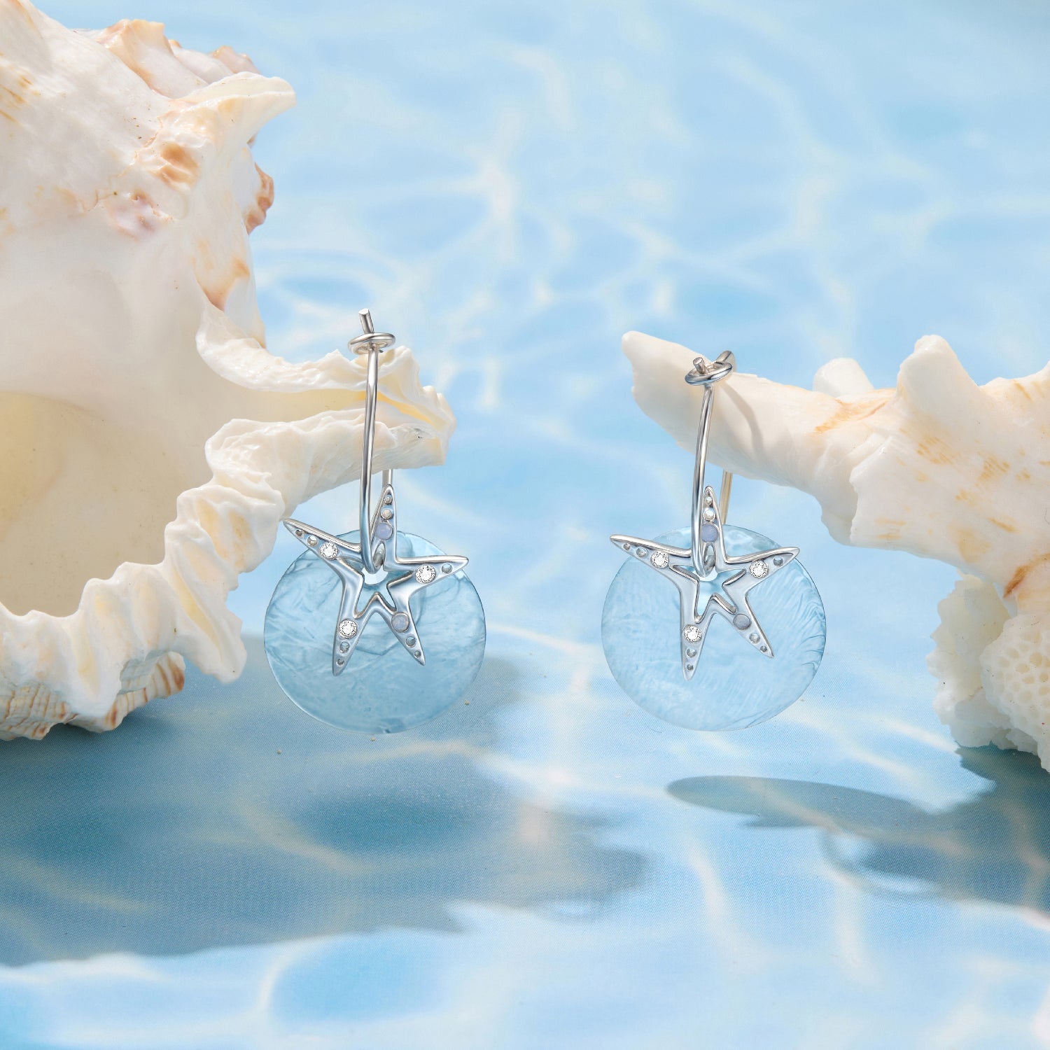 925 Sterling Silver Earrings with Nano Opal Stone and CZ in White Gold Plated, 2.8cm for Women