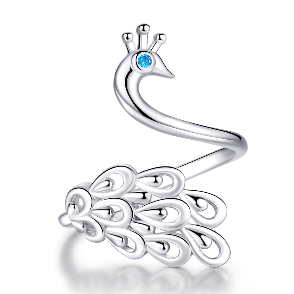 925 Sterling Silver Platinum Plated Pave Setting CZ Ring for Women