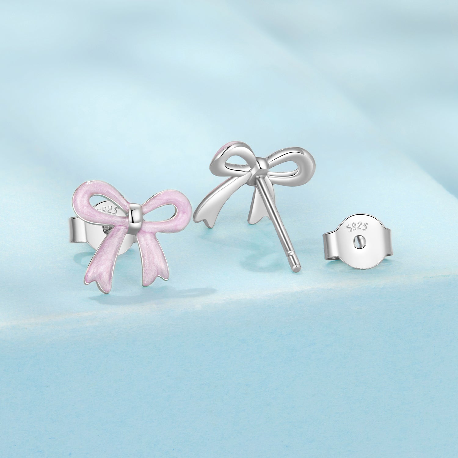 925 Sterling Silver Earrings with Enamel Process and White Gold Plating