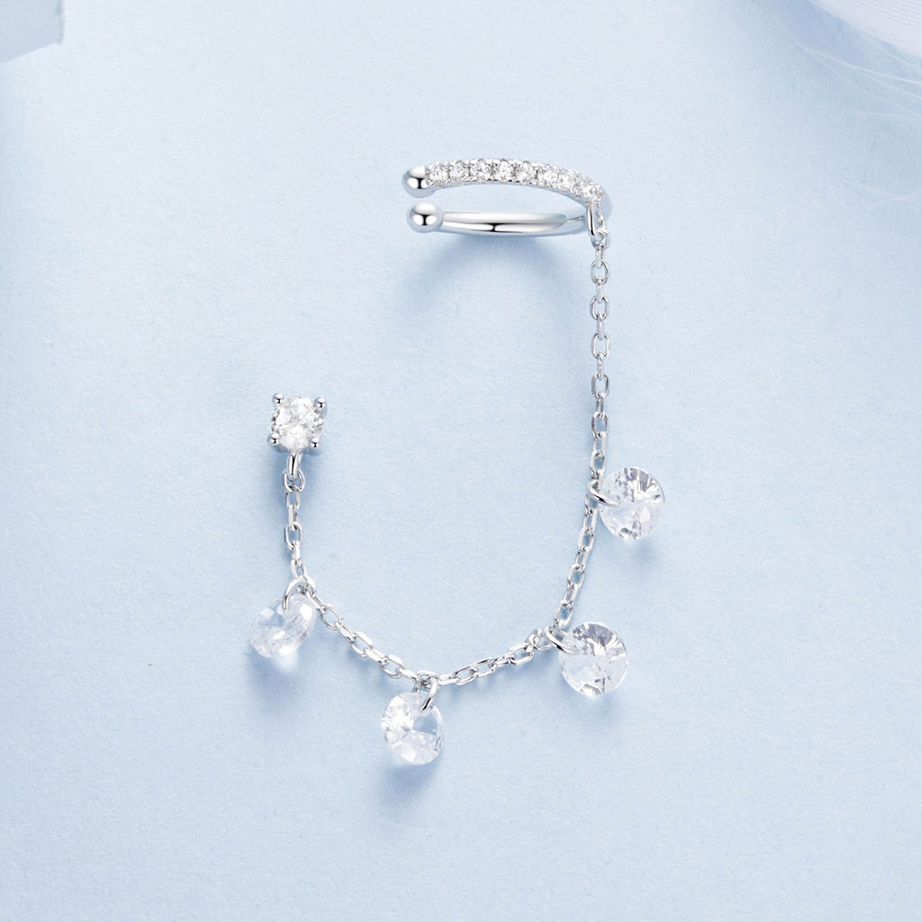 925 Sterling Silver Earrings with Pave Setting CZ - White Gold Plated for Women
