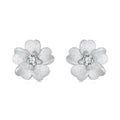 925 Sterling Silver Earrings with Pavé Setting CZ and White Gold Plating, 0.8cm for Women