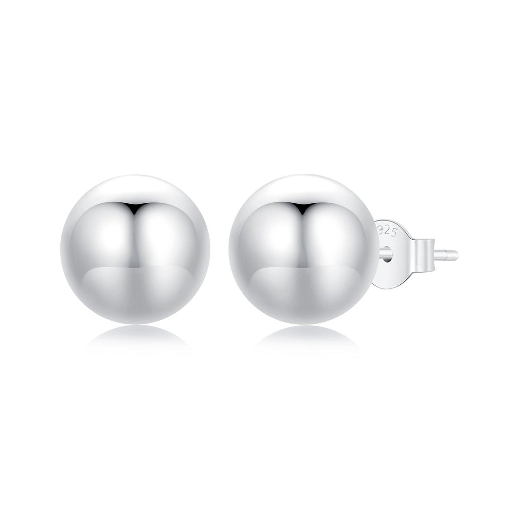 925 Sterling Silver Plated White Gold Earrings - 10mm for Women