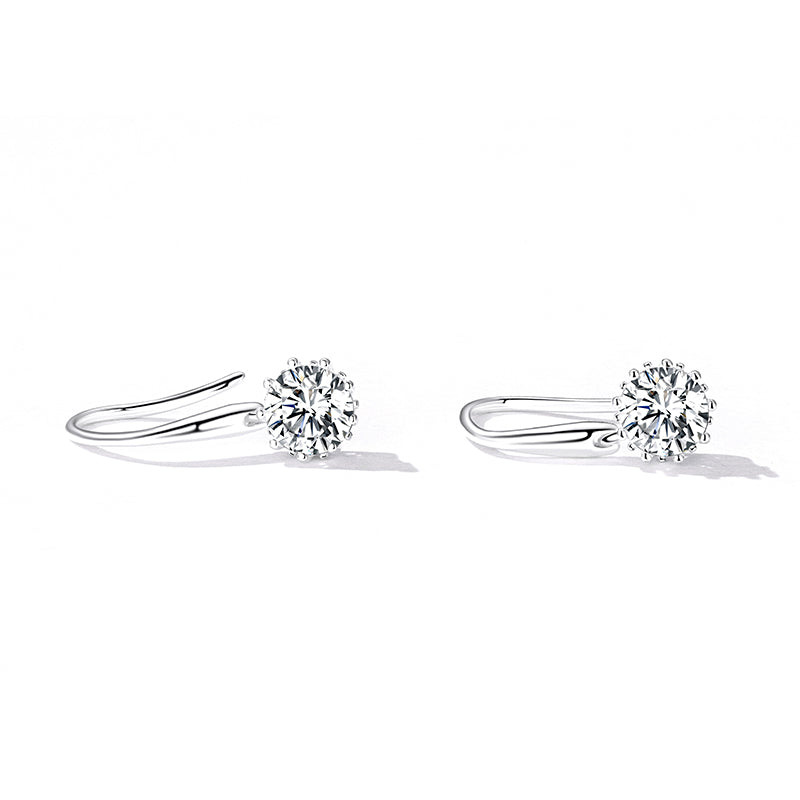 925 Sterling Silver Earrings with Pavé Setting and Platinum Plating