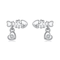 925 Sterling Silver Earrings with Pavé Setting CZ in Oxidized Silver