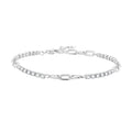 925 Sterling Silver Bracelet with Pavé Setting CZ, Platinum Plated, 14.5+3cm, for Women
