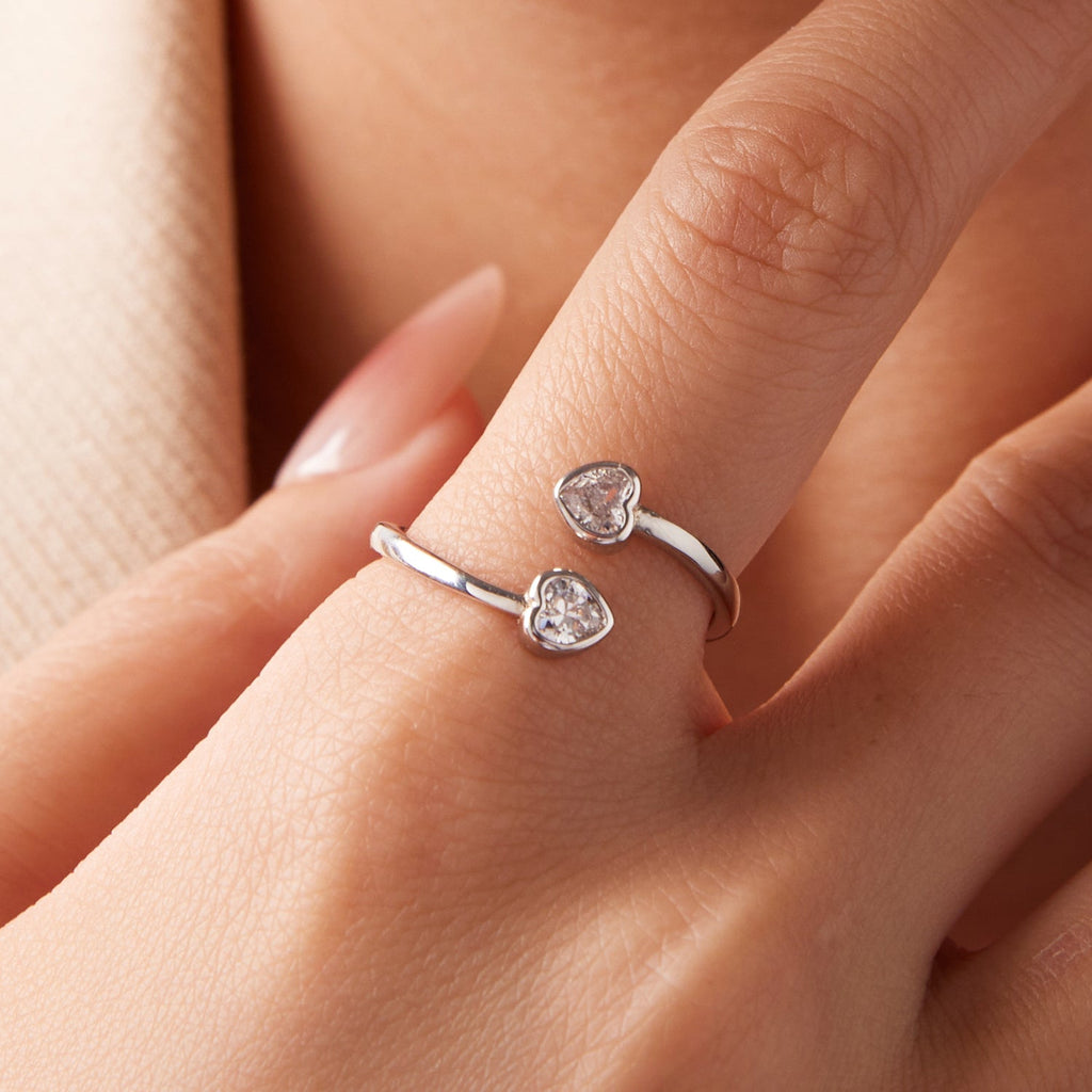 925 Sterling Silver Heart Shaped 0.17cm CZ Ring for Women