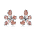 925 Sterling Silver White Gold Plated Enamel Earrings 0.9*1.0cm for Women