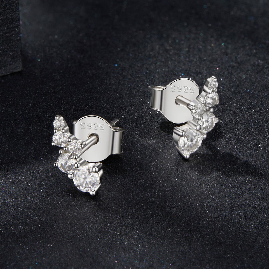 925 Sterling Silver Moissanite Earrings with White Gold Plating for Women