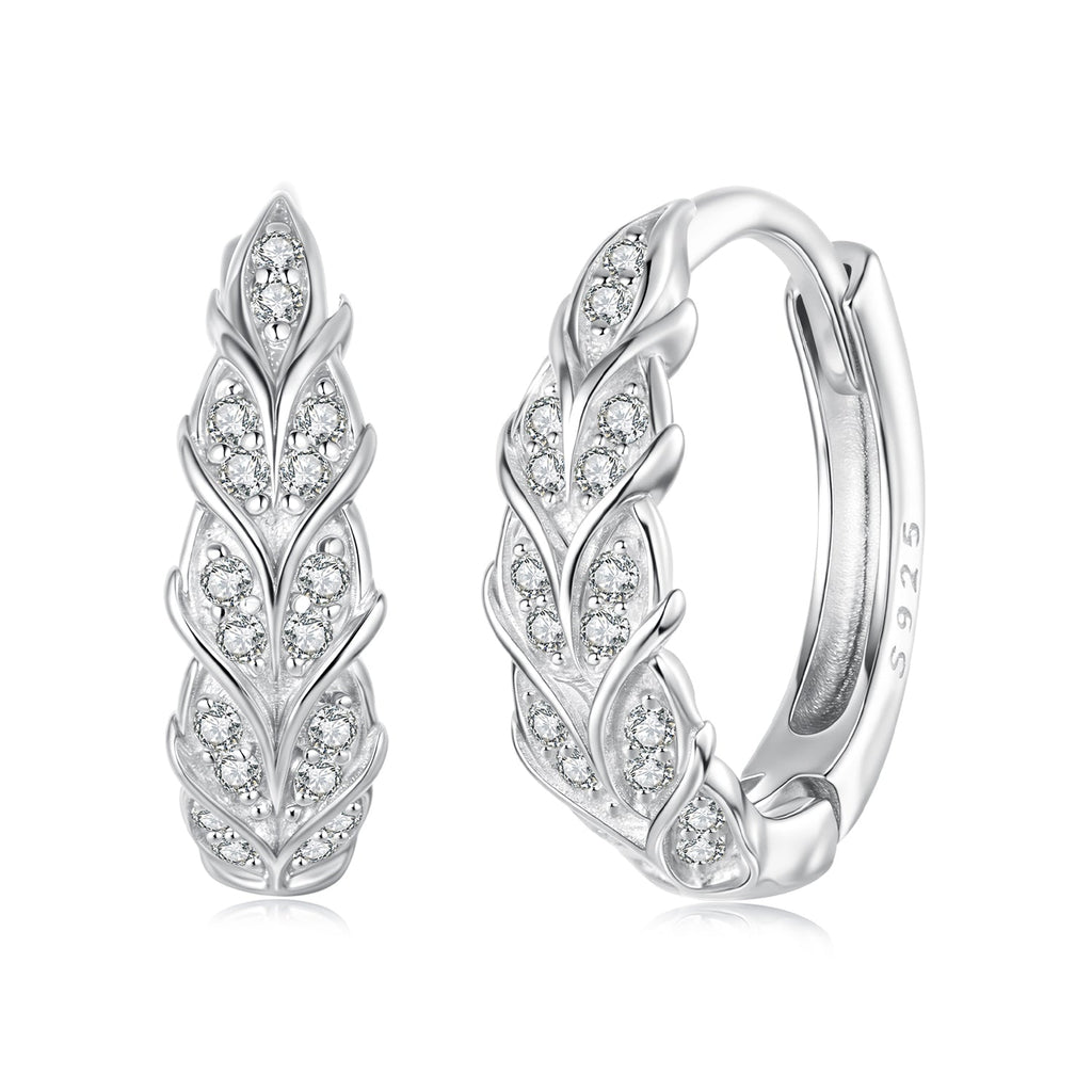 925 Sterling Silver Earrings with Pavé Setting CZ and White Gold Plating for Women
