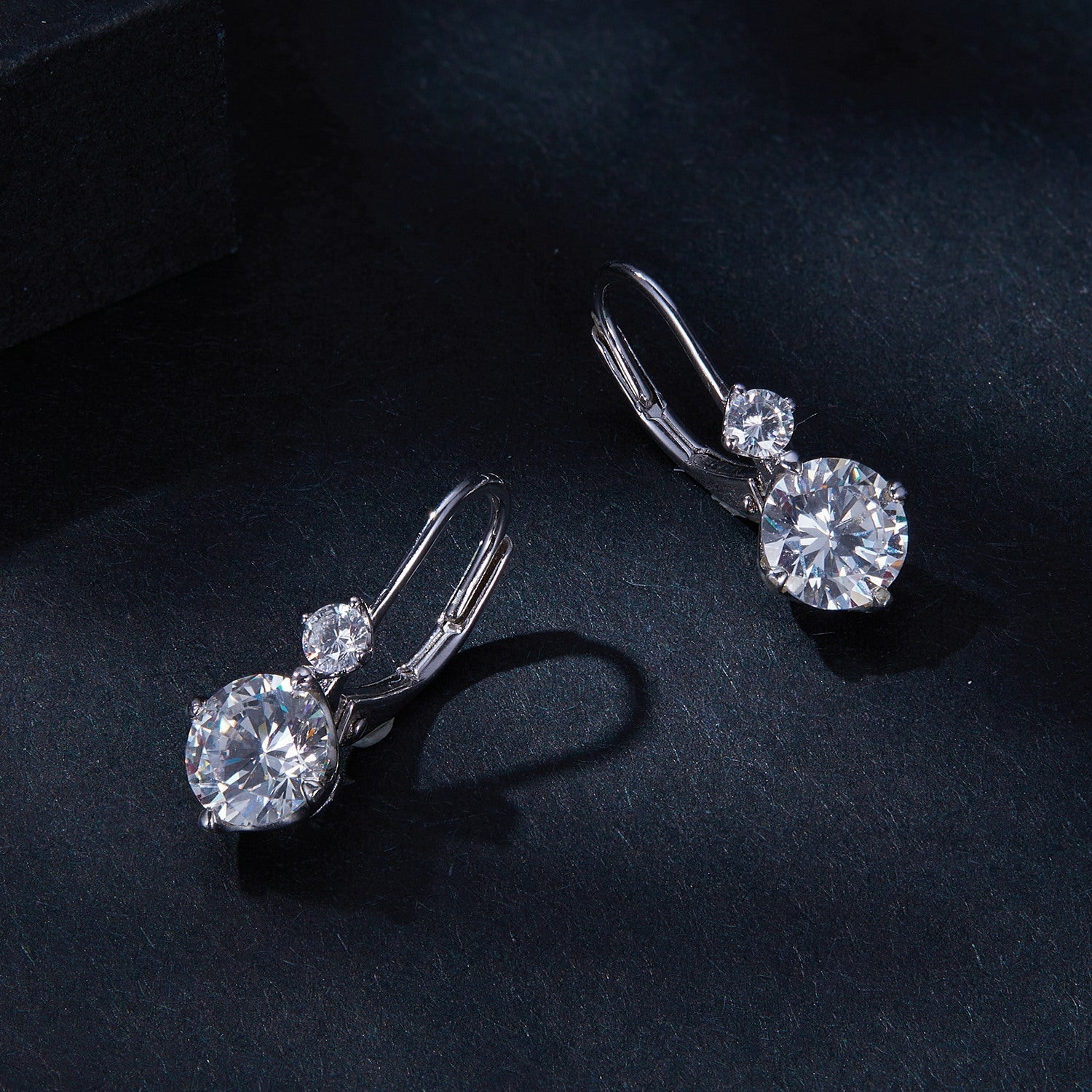 925 Sterling Silver Moissanite Earring with Pavé Setting, 6.5mm, for Women