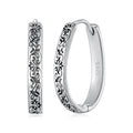 925 Sterling Silver Earrings for Women - 2.0*0.3cm, Inner Diameter 1.7cm, Oxidized Silver