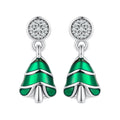 925 Sterling Silver Earrings with Enamel and Pavé Set CZ in Oxidized Silver